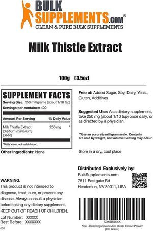 BULK SUPPLEMENTS - BULKSUPPLEMENTS Milk Thistle Extract Powder 100Gr. - The Red Vitamin MX - Suplementos Alimenticios - {{ shop.shopifyCountryName }}