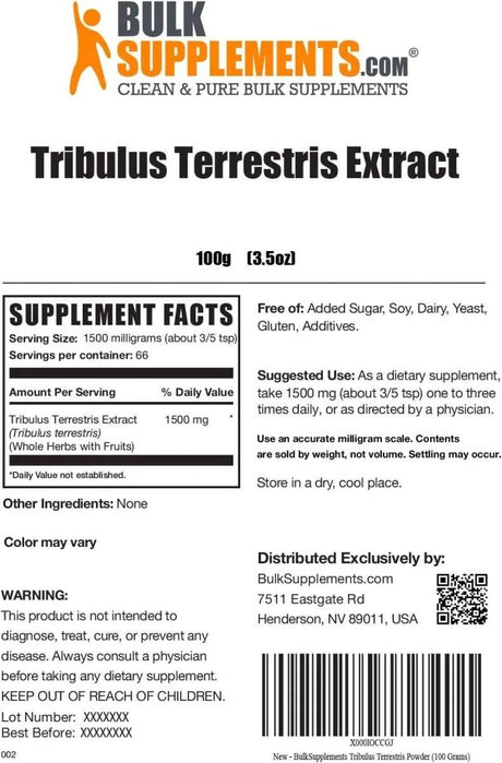 BULK SUPPLEMENTS - BulkSupplements Tribulus Terrestris Extract Powder 100Gr. - The Red Vitamin MX - Suplementos Alimenticios - {{ shop.shopifyCountryName }}