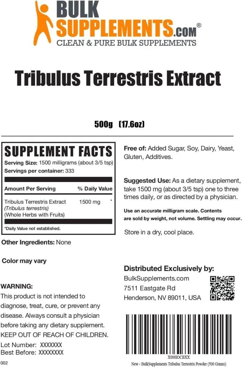 BULK SUPPLEMENTS - BulkSupplements Tribulus Terrestris Extract Powder 500Gr. - The Red Vitamin MX - Suplementos Alimenticios - {{ shop.shopifyCountryName }}