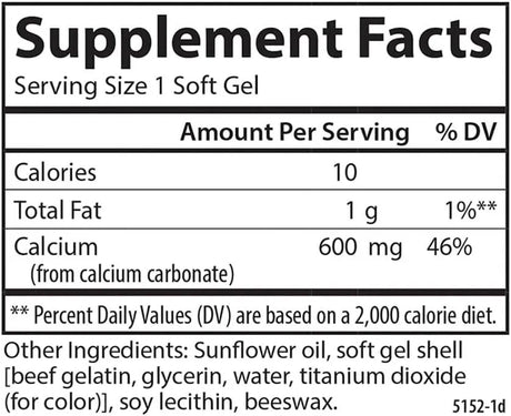 CARLSON - Carlson Cal-600 600Mg. Calcium 250 Capsulas Blandas - The Red Vitamin MX - Suplementos Alimenticios - {{ shop.shopifyCountryName }}