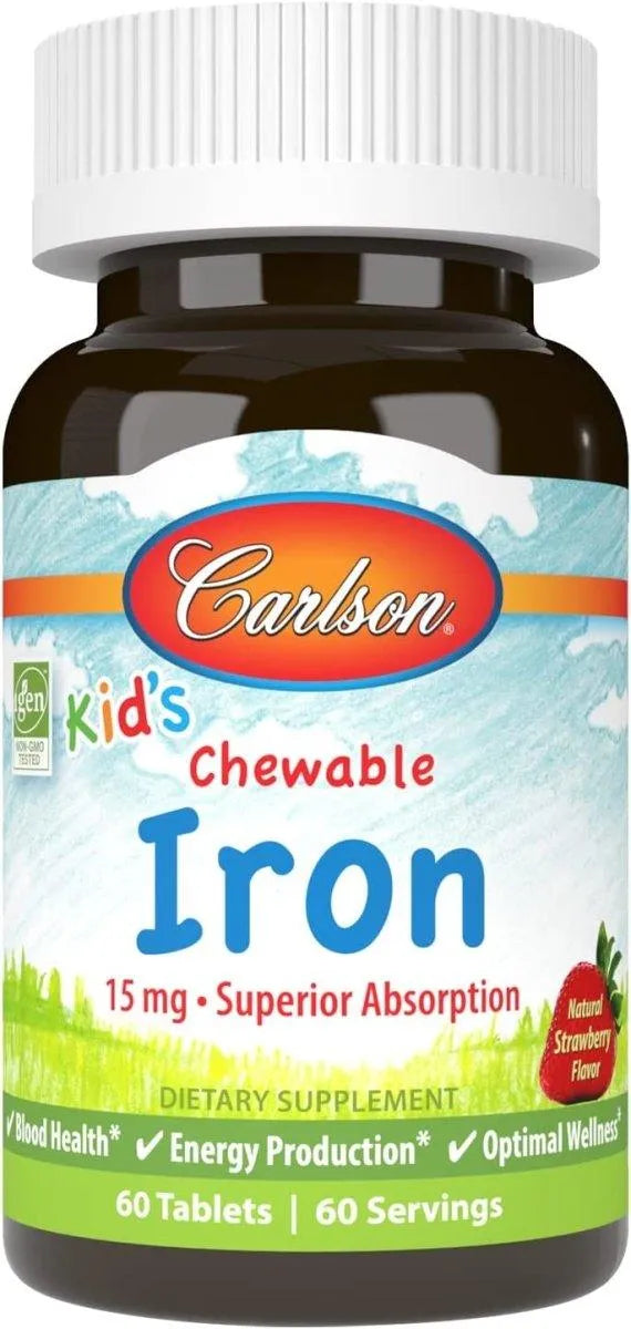 CARLSON - Carlson Kid's Chewable Iron 15Mg. 60 Tabletas - The Red Vitamin MX - Suplementos Alimenticios - {{ shop.shopifyCountryName }}