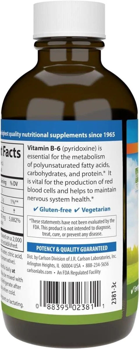 CARLSON - Carlson Labs Vitamin B-6 Liquid 120Ml. - The Red Vitamin MX - Suplementos Alimenticios - {{ shop.shopifyCountryName }}