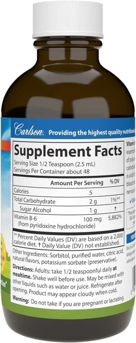 CARLSON - Carlson Labs Vitamin B-6 Liquid 120Ml. - The Red Vitamin MX - Suplementos Alimenticios - {{ shop.shopifyCountryName }}