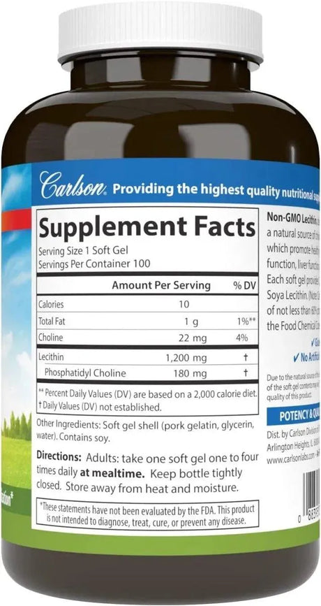 CARLSON - Carlson Lecithin 1200Mg. 100 Capsulas Blandas - The Red Vitamin MX - Suplementos Alimenticios - {{ shop.shopifyCountryName }}