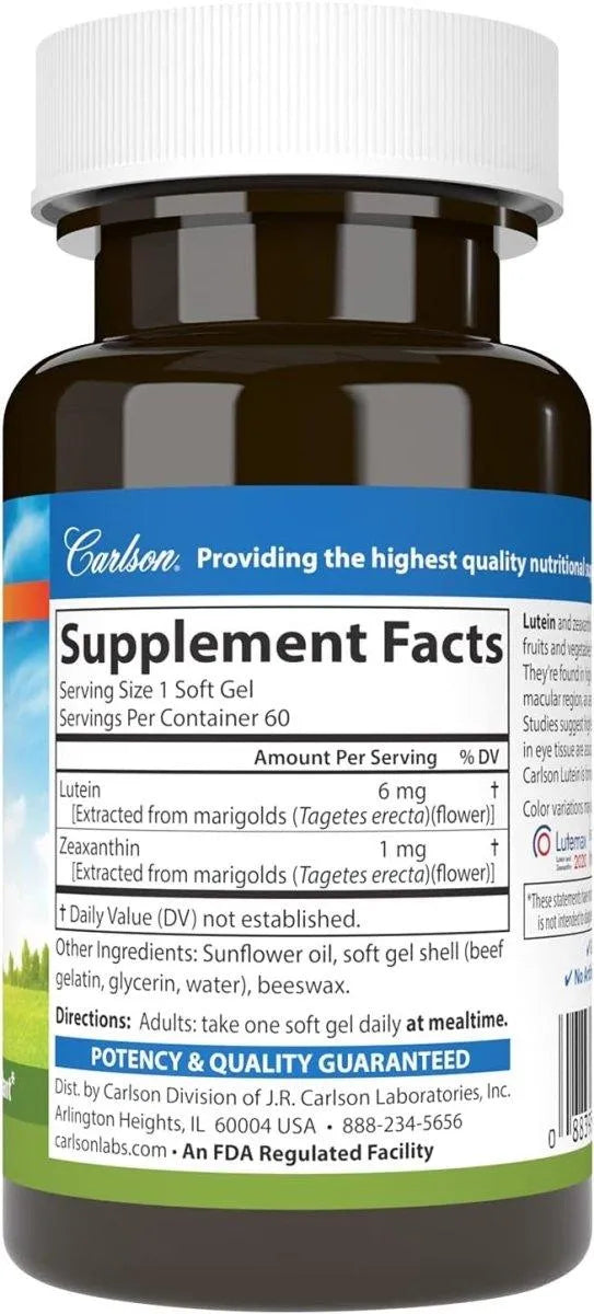 CARLSON - Carlson Lutein 6Mg. 60 Capsulas Blandas - The Red Vitamin MX - Suplementos Alimenticios - {{ shop.shopifyCountryName }}