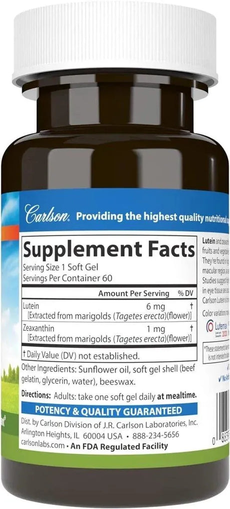CARLSON - Carlson Lutein 6Mg. 60 Capsulas Blandas - The Red Vitamin MX - Suplementos Alimenticios - {{ shop.shopifyCountryName }}