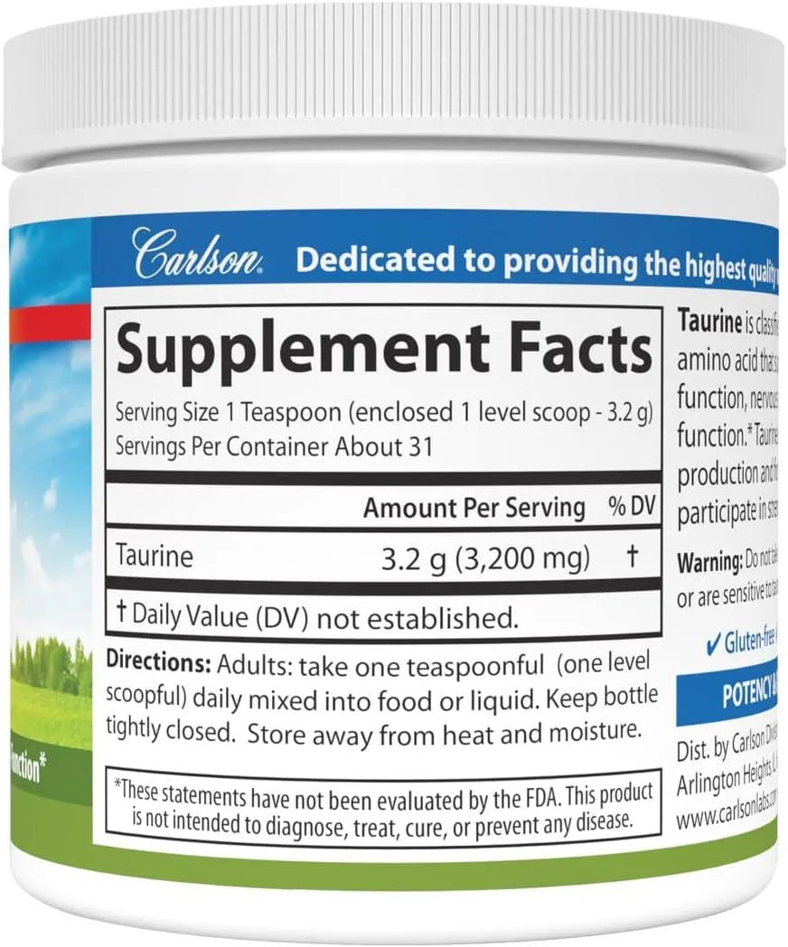 CARLSON - Carlson Taurine Powder 100Gr. - The Red Vitamin MX - Suplementos Alimenticios - {{ shop.shopifyCountryName }}