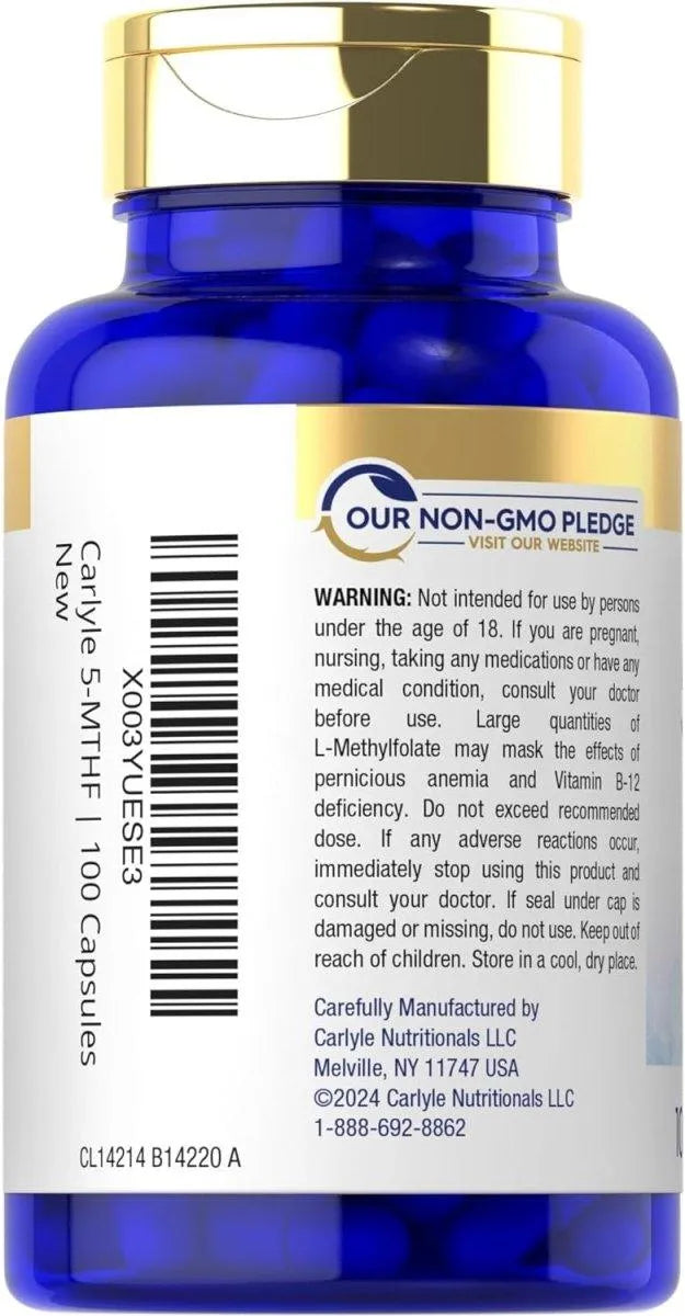 CARLYLE - Carlyle 5-MTHF L-Methylfolate 15Mg. 100 Capsulas - The Red Vitamin MX - Suplementos Alimenticios - {{ shop.shopifyCountryName }}