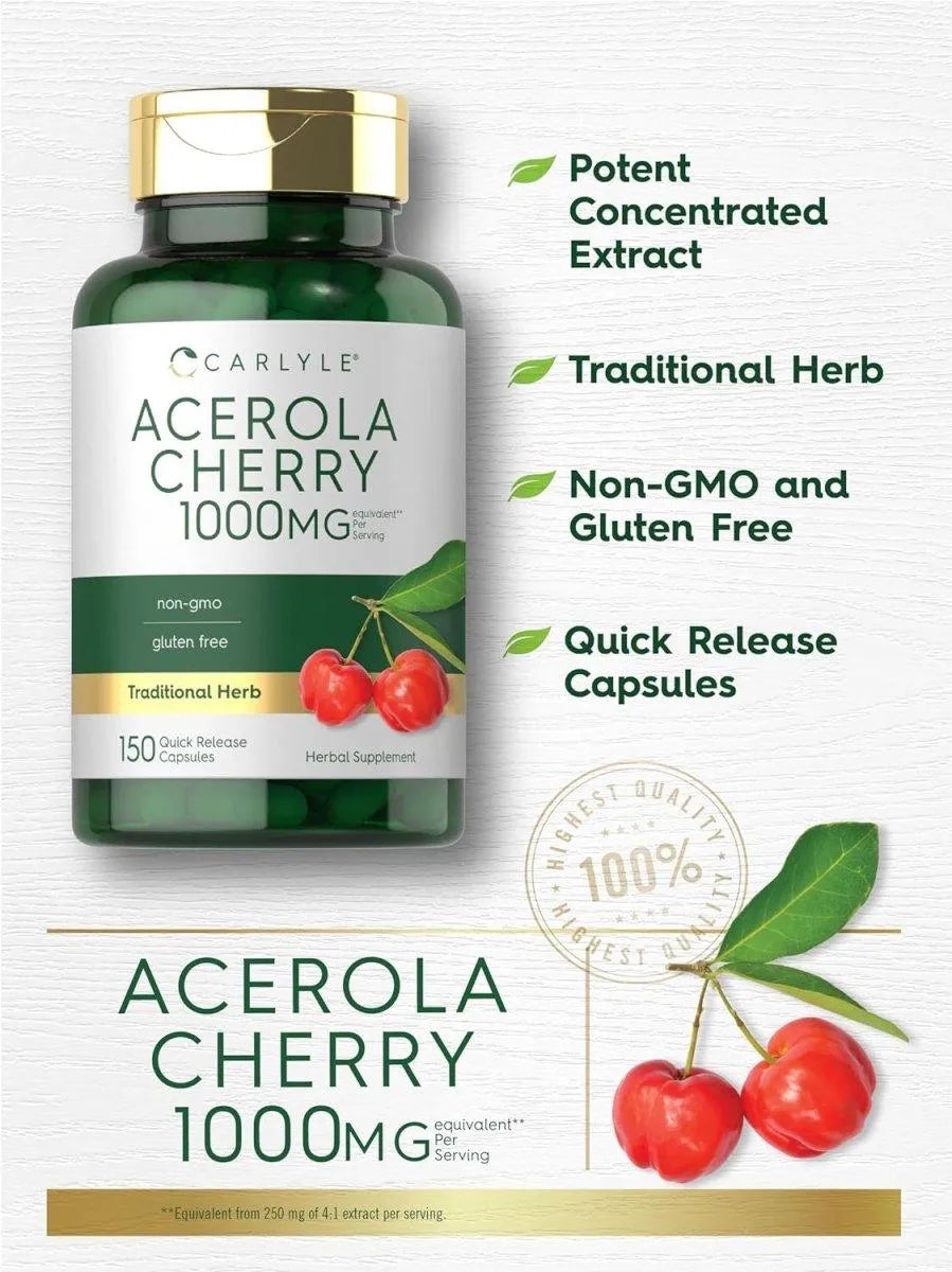 CARLYLE - Carlyle Acerola Cherry 1000Mg. 150 Capsulas - The Red Vitamin MX - Suplementos Alimenticios - {{ shop.shopifyCountryName }}