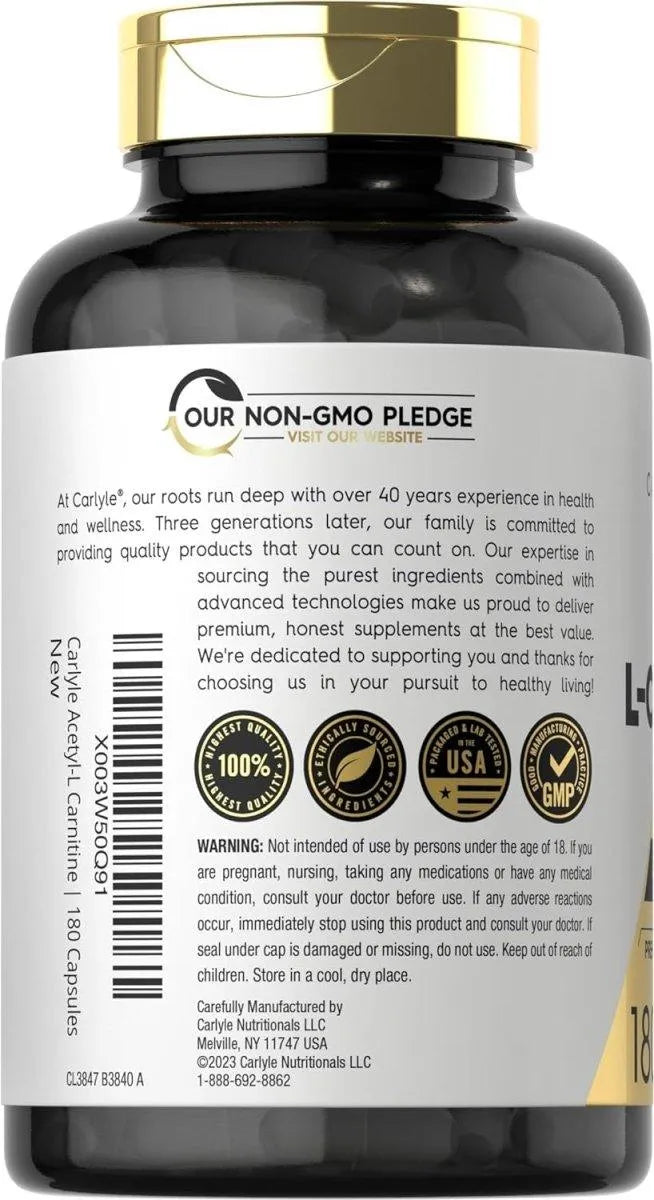 CARLYLE - Carlyle Acetyl L-Carnitine HCL 500Mg. 180 Capsulas - The Red Vitamin MX - Suplementos Alimenticios - {{ shop.shopifyCountryName }}