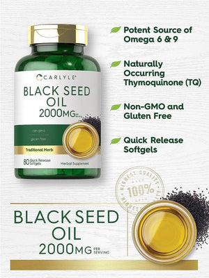 CARLYLE - Carlyle Black Seed Oil 2000Mg. 80 Capsulas Blandas - The Red Vitamin MX - Suplementos Alimenticios - {{ shop.shopifyCountryName }}