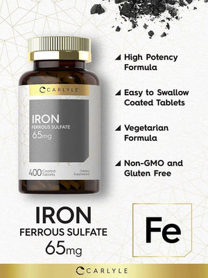 CARLYLE - Carlyle Iron Ferrous Sulfate 65Mg. 400 Tabletas - The Red Vitamin MX - Suplementos Alimenticios - {{ shop.shopifyCountryName }}