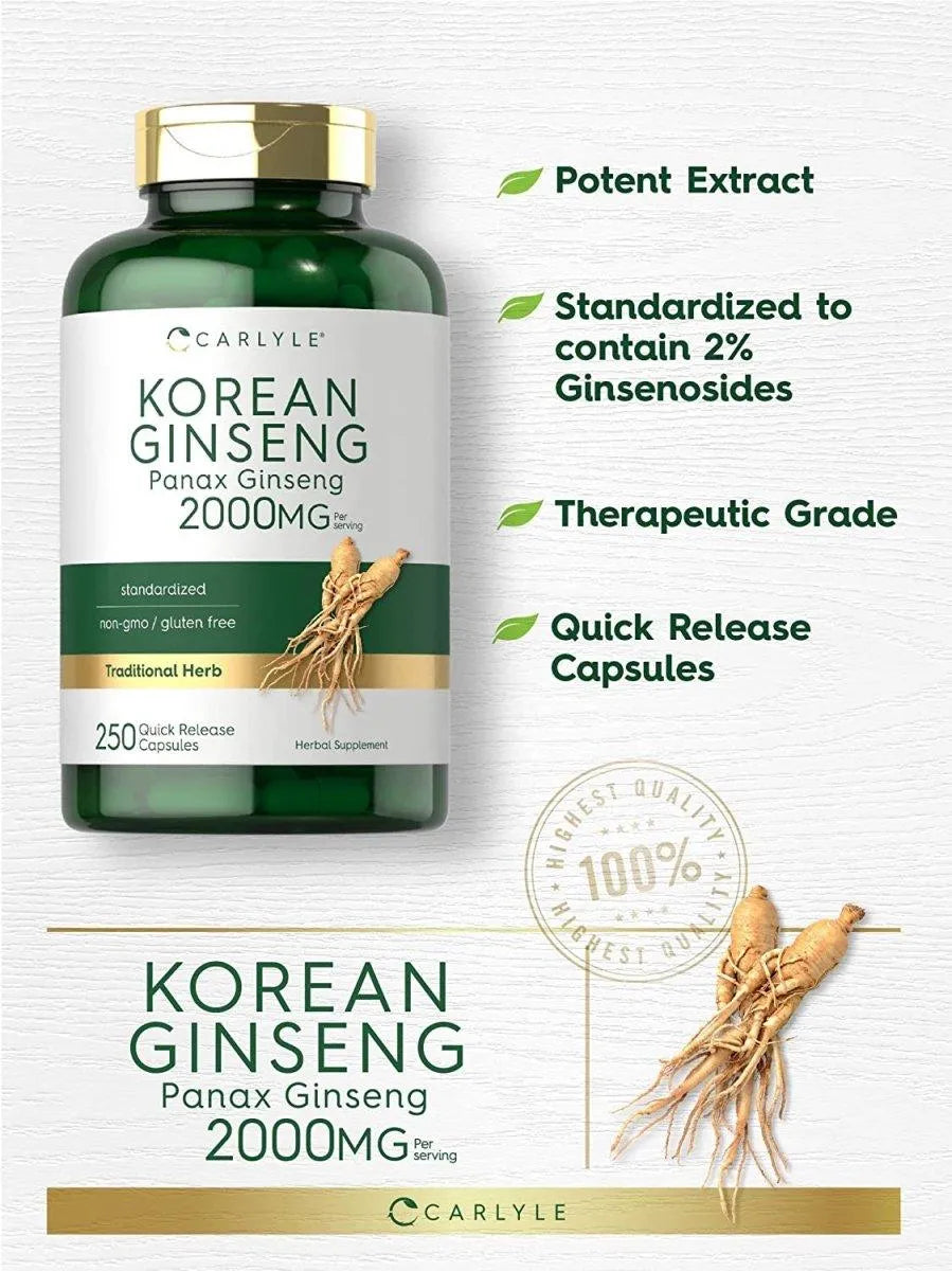 CARLYLE - Carlyle Korean Panax Ginseng 2000Mg. 250 Capsulas - The Red Vitamin MX - Suplementos Alimenticios - {{ shop.shopifyCountryName }}