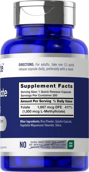 CARLYLE - Carlyle L Methylfolate 1000mcg 200 Capsulas - The Red Vitamin MX - Suplementos Alimenticios - {{ shop.shopifyCountryName }}