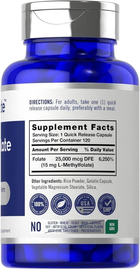 CARLYLE - Carlyle L Methylfolate 15Mg. 120 Capsulas - The Red Vitamin MX - Suplementos Alimenticios - {{ shop.shopifyCountryName }}