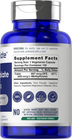 CARLYLE - Carlyle L Methylfolate 400mcg 120 Capsulas - The Red Vitamin MX - Suplementos Alimenticios - {{ shop.shopifyCountryName }}