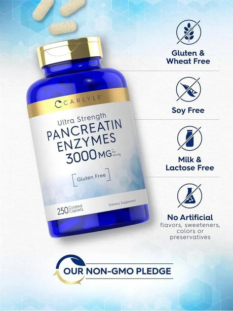 CARLYLE - Carlyle Pancreatin Digestive Enzymes 3000Mg. 250 Tabletas - The Red Vitamin MX - Suplementos Alimenticios - {{ shop.shopifyCountryName }}