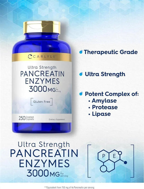 CARLYLE - Carlyle Pancreatin Digestive Enzymes 3000Mg. 250 Tabletas - The Red Vitamin MX - Suplementos Alimenticios - {{ shop.shopifyCountryName }}
