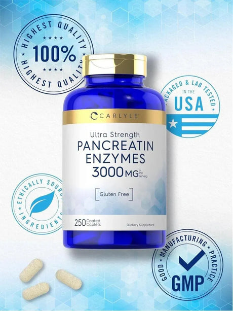 CARLYLE - Carlyle Pancreatin Digestive Enzymes 3000Mg. 250 Tabletas - The Red Vitamin MX - Suplementos Alimenticios - {{ shop.shopifyCountryName }}