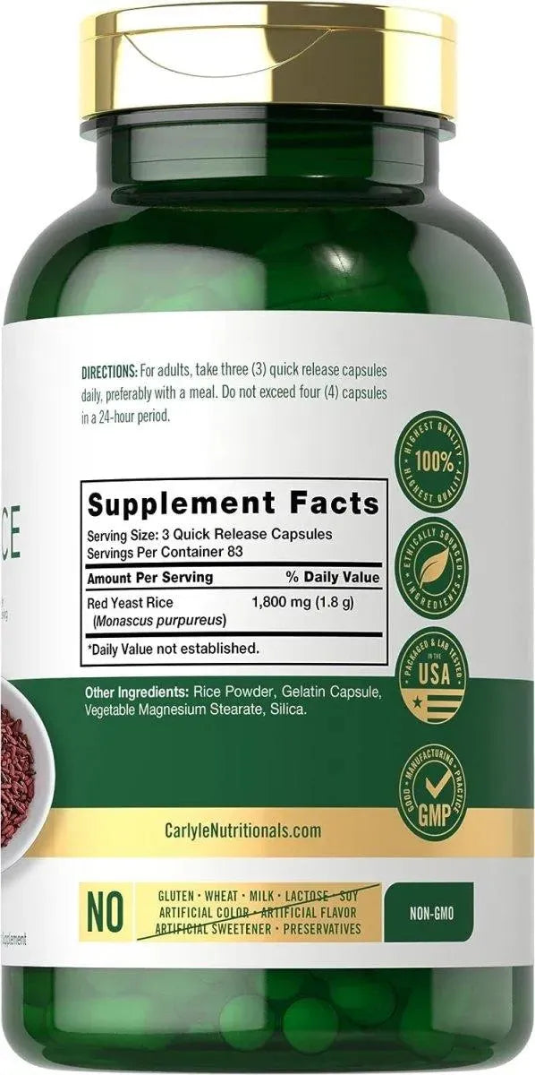 CARLYLE - Carlyle Red Yeast Rice 1800Mg. 250 Capsulas - The Red Vitamin MX - Suplementos Alimenticios - {{ shop.shopifyCountryName }}
