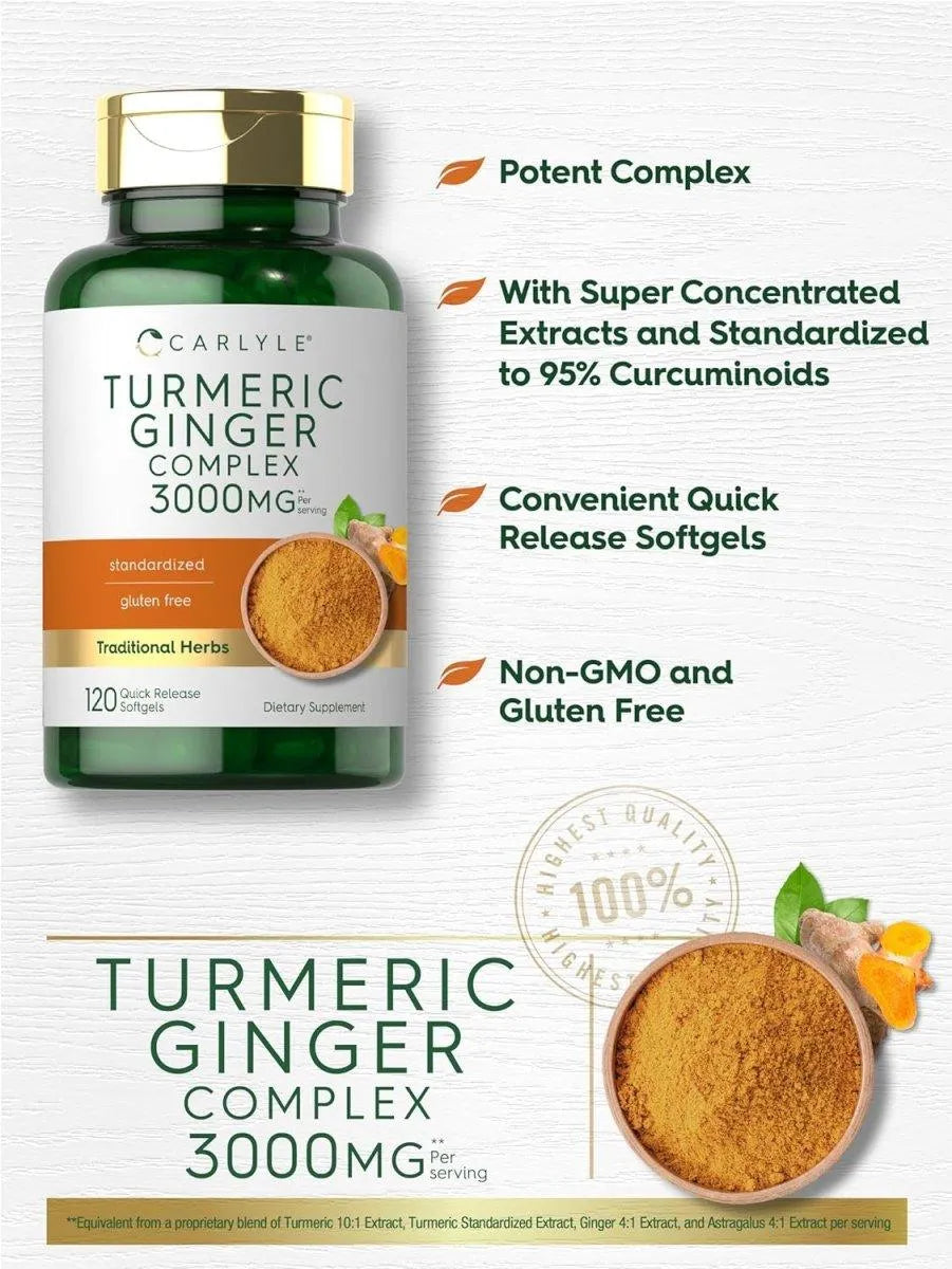 CARLYLE - Carlyle Turmeric and Ginger 3000Mg. 120 Capsulas Blandas - The Red Vitamin MX - Suplementos Alimenticios - {{ shop.shopifyCountryName }}