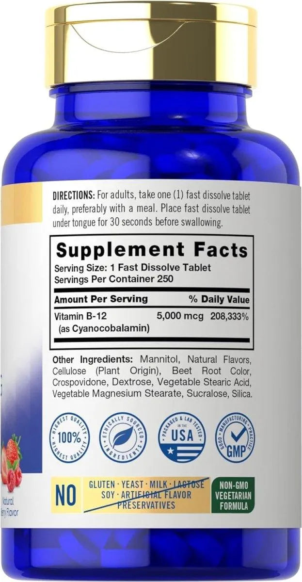 CARLYLE - Carlyle Vitamin B12 5000mcg Fast Dissolve 250 Tabletas - The Red Vitamin MX - Suplementos Alimenticios - {{ shop.shopifyCountryName }}