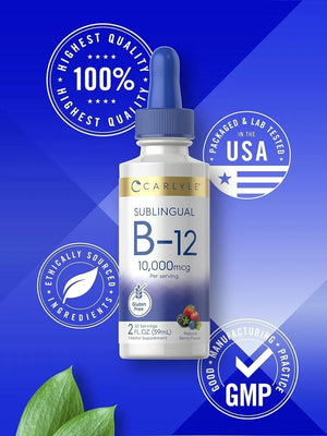 CARLYLE - Carlyle Vitamin B12 Sublingual 10,000mcg 2 Fl.Oz. - The Red Vitamin MX - Suplementos Alimenticios - {{ shop.shopifyCountryName }}