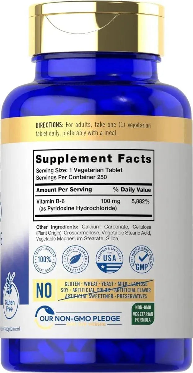 CARLYLE - Carlyle Vitamin B6 100Mg. 250 Tabletas - The Red Vitamin MX - Suplementos Alimenticios - {{ shop.shopifyCountryName }}