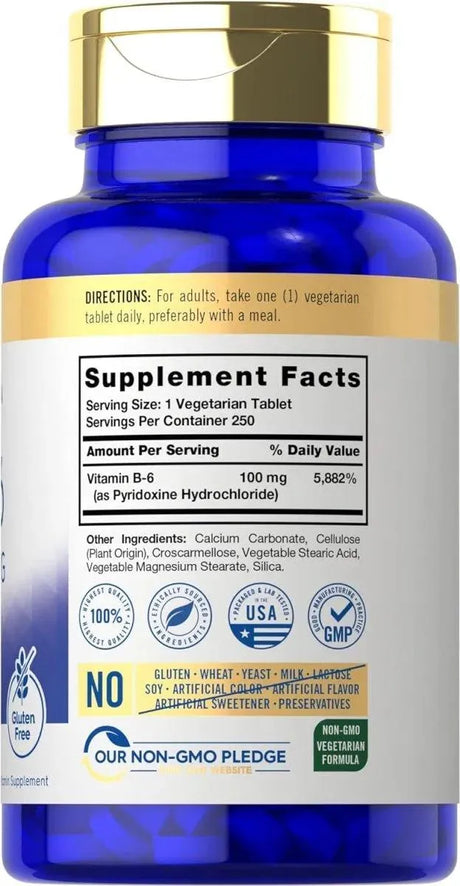 CARLYLE - Carlyle Vitamin B6 100Mg. 250 Tabletas - The Red Vitamin MX - Suplementos Alimenticios - {{ shop.shopifyCountryName }}