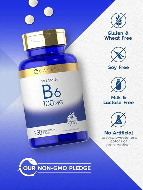 CARLYLE - Carlyle Vitamin B6 100Mg. 250 Tabletas - The Red Vitamin MX - Suplementos Alimenticios - {{ shop.shopifyCountryName }}