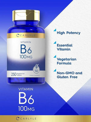 CARLYLE - Carlyle Vitamin B6 100Mg. 250 Tabletas - The Red Vitamin MX - Suplementos Alimenticios - {{ shop.shopifyCountryName }}