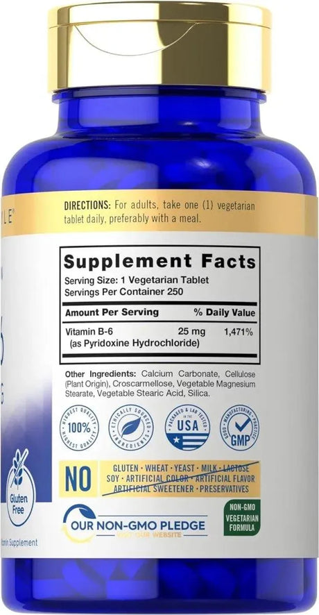CARLYLE - Carlyle Vitamin B6 25Mg. 250 Tabletas - The Red Vitamin MX - Suplementos Alimenticios - {{ shop.shopifyCountryName }}