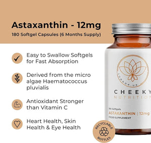 CHEEKY NUTRITION - Cheeky Nutrition Astaxanthin 12Mg. 180 Capsulas Blandas - The Red Vitamin MX - Suplementos Alimenticios - {{ shop.shopifyCountryName }}