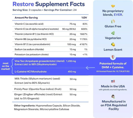 CHEERS - Cheers Restore Supplement with DHM + L-Cysteine 36 Capsulas 2 Pack - The Red Vitamin MX - Suplementos Alimenticios - {{ shop.shopifyCountryName }}