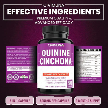 CIVIMUNA - CIVIMUNA Quinine Cinchona Bark 5050Mg. 90 Capsulas - The Red Vitamin MX - Suplementos Alimenticios - {{ shop.shopifyCountryName }}