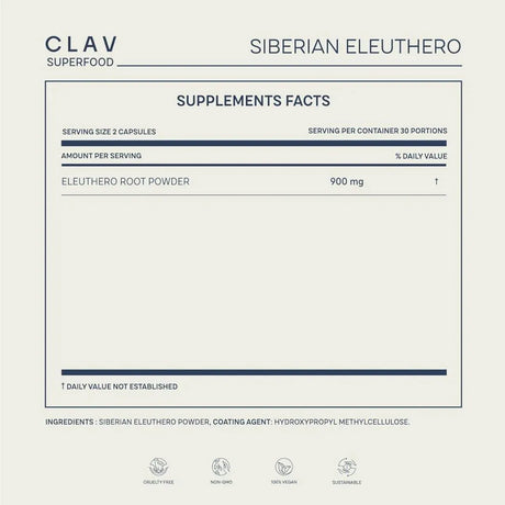 CLAV - CLAV Siberian Ginseng 900Mg. Eleuthero Root Powder 60 Capsulas - The Red Vitamin MX - Suplementos Alimenticios - {{ shop.shopifyCountryName }}