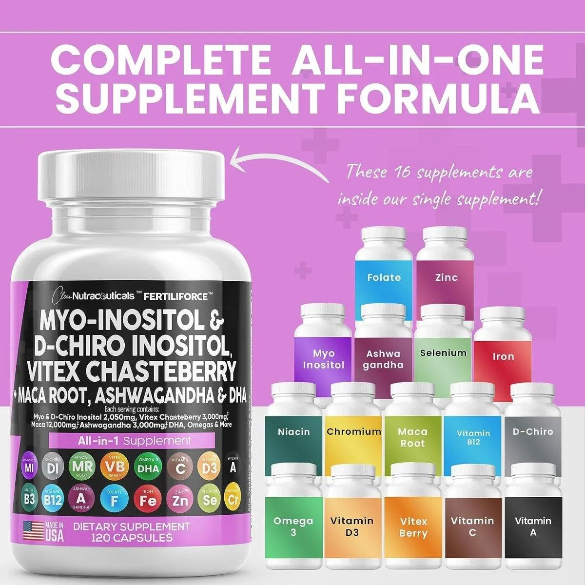 CLEAN NUTRACEUTICALS - Clean Nutraceuticals Myo-Inositol & D-Chiro Inositol 120 Capsulas - The Red Vitamin MX - Suplementos Alimenticios - {{ shop.shopifyCountryName }}