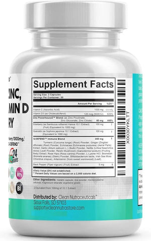 CLEAN NUTRACEUTICALS - Clean Nutraceuticals Quercetin 1000Mg. Zinc 50Mg. Vitamin C 1000Mg. Vitamin D 5000 IU Bromelain Elderberry 60 Capsulas - The Red Vitamin MX - - {{ shop.shopifyCountryName }}