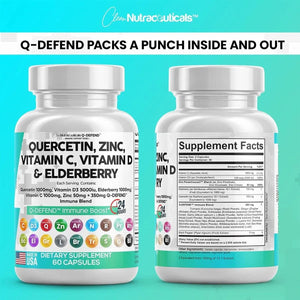 CLEAN NUTRACEUTICALS - Clean Nutraceuticals Quercetin 1000Mg. Zinc 50Mg. Vitamin C 1000Mg. Vitamin D 5000 IU Bromelain Elderberry 60 Capsulas - The Red Vitamin MX - - {{ shop.shopifyCountryName }}