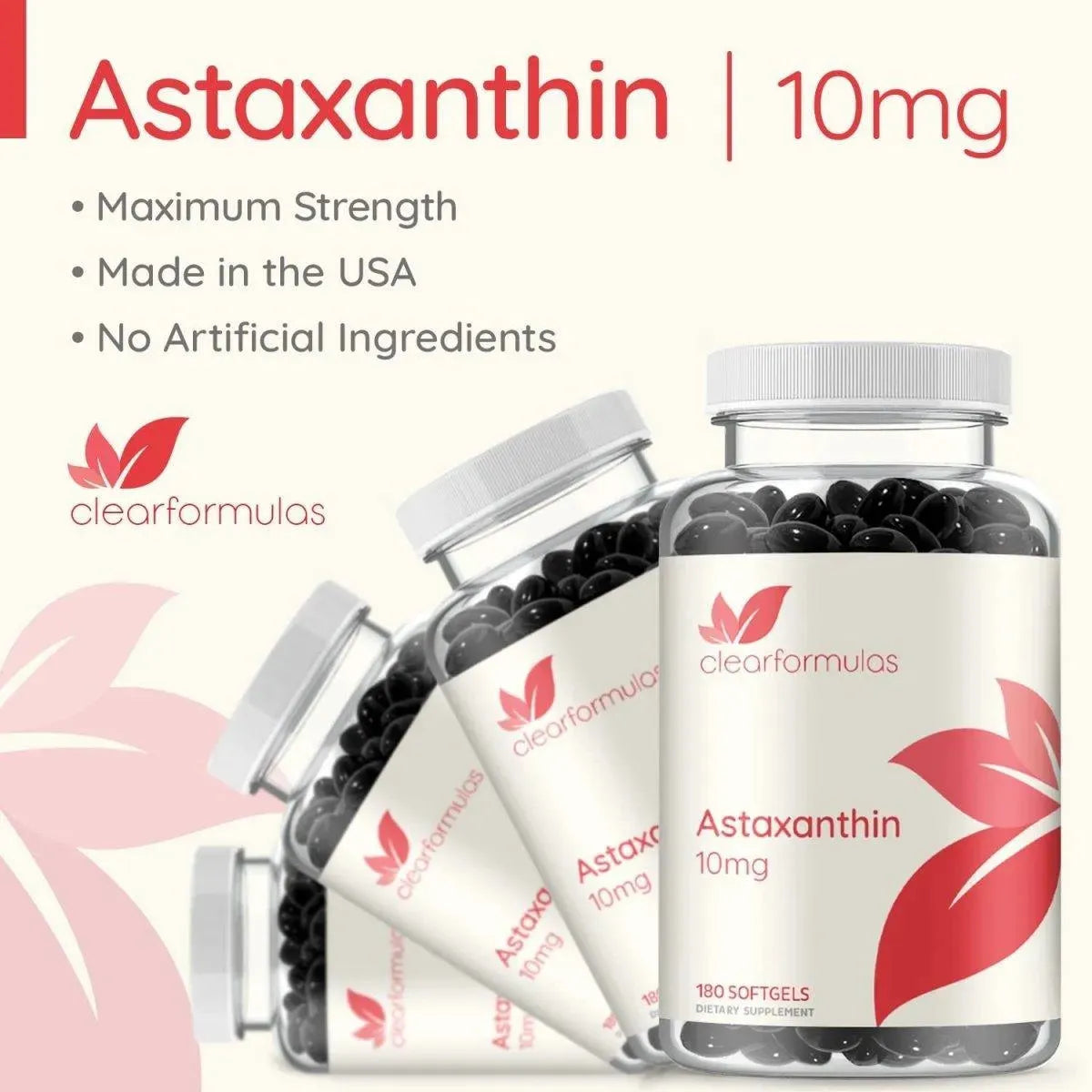 CLEARFORMULAS - ClearFormulas Astaxanthin 10Mg. 180 Capsulas Blandas - The Red Vitamin MX - Suplementos Alimenticios - {{ shop.shopifyCountryName }}