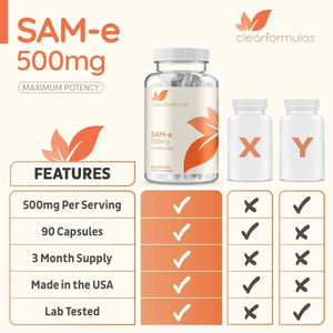 CLEARFORMULAS - ClearFormulas SAM-e 500Mg. 90 Capsulas - The Red Vitamin MX - Suplementos Alimenticios - {{ shop.shopifyCountryName }}