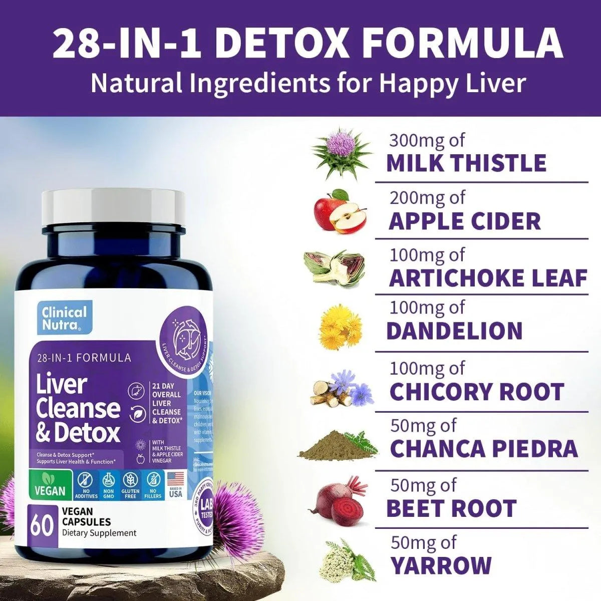 CLINICAL NUTRA - Clinical Nutra 28-in-1 Liver Cleanse with Milk Thistle, Artichoke & Apple Cider Vinegar 60 Capsulas - The Red Vitamin MX - Suplementos Alimenticios - {{ shop.shopifyCountryName }}