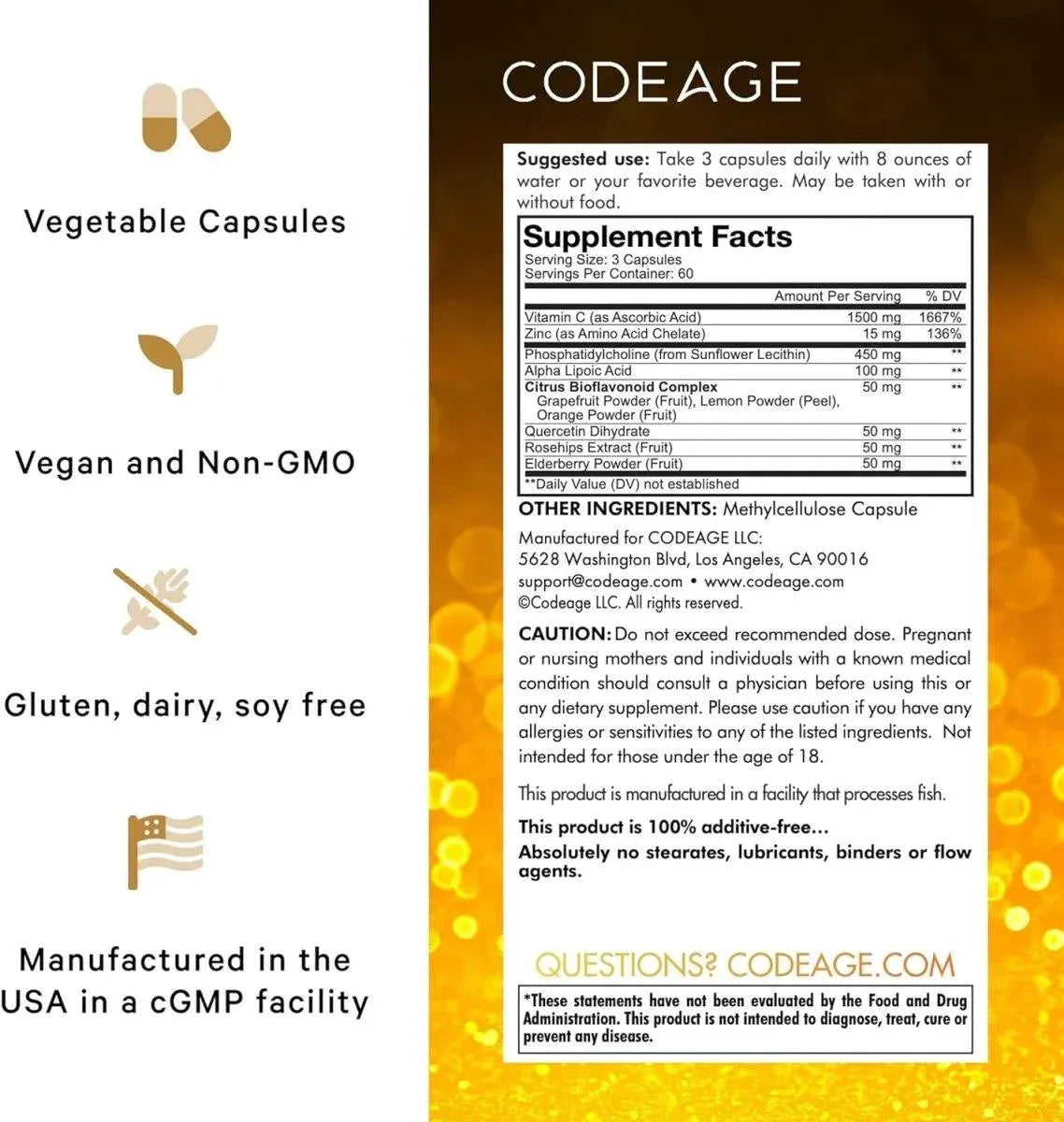 CODEAGE - Codeage Liposomal Vitamin C 1500Mg. 180 Capsulas - The Red Vitamin MX - Suplementos Alimenticios - {{ shop.shopifyCountryName }}