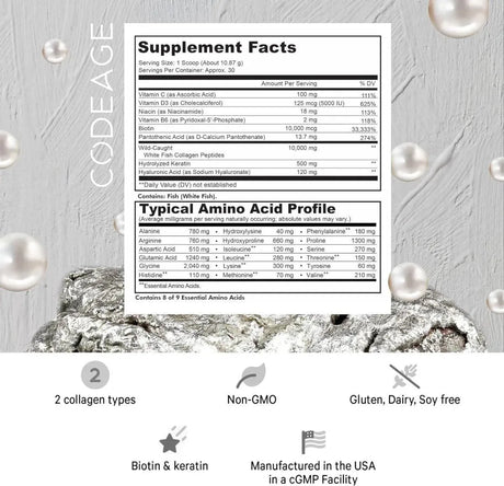 CODEAGE - Codeage Platinum Marine Collagen Protein Powder Supplement 326Gr. - The Red Vitamin MX - Suplementos Alimenticios - {{ shop.shopifyCountryName }}