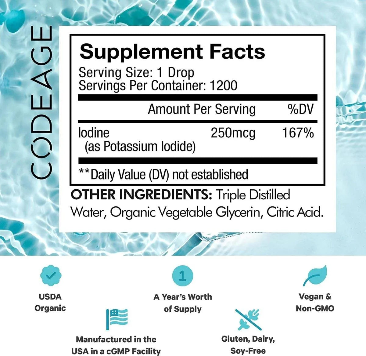 CODEAGE - Codeage USDA Organic Iodine Drops 59Ml. - The Red Vitamin MX - Suplementos Alimenticios - {{ shop.shopifyCountryName }}