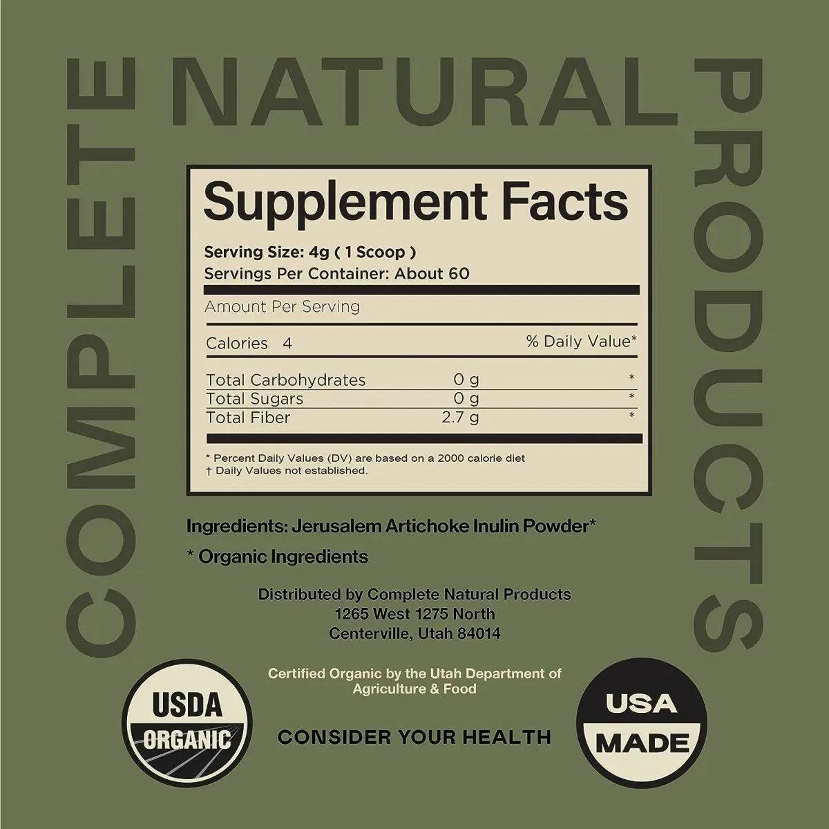 COMPLETE NATURAL PRODUCTS - Complete Natural Products Organic Inulin Powder 227Gr. - The Red Vitamin MX - Suplementos Alimenticios - {{ shop.shopifyCountryName }}