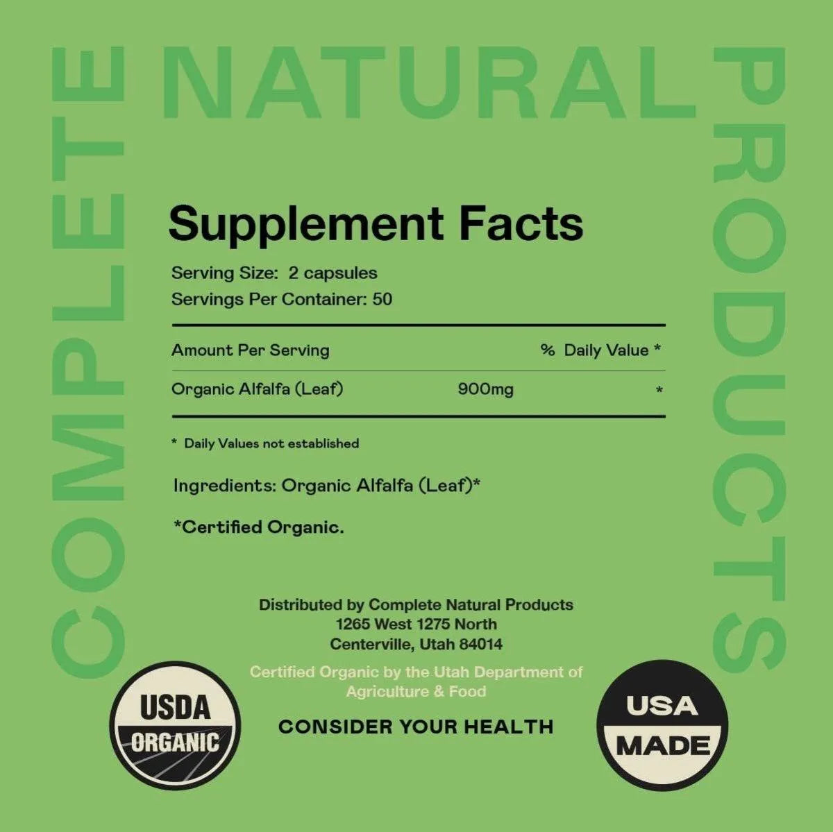 COMPLETE NATURAL PRODUCTS - Complete Natural Products Pure Alfalfa Leaf 630Mg. 100 Capsulas - The Red Vitamin MX - Suplementos Alimenticios - {{ shop.shopifyCountryName }}