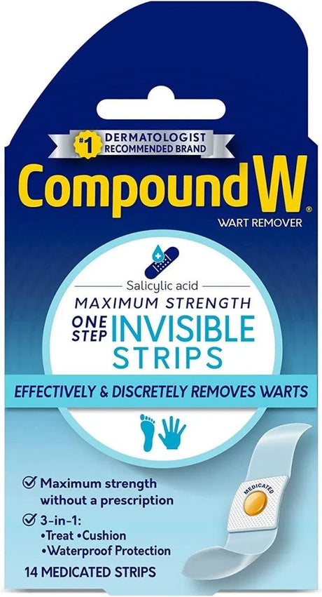 COMPOUND W - Compound W Maximum Strength One Step Invisible Wart Remover Strips 14 Almohadillas - The Red Vitamin MX - Removedor De Verrugas - {{ shop.shopifyCountryName }}