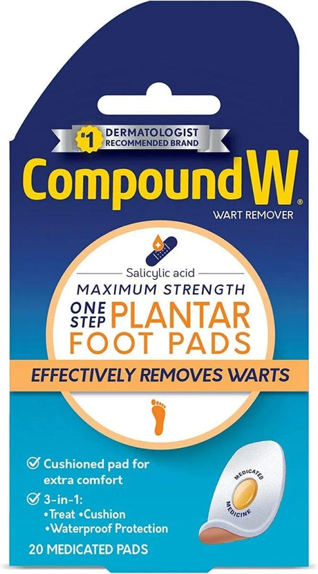 COMPOUND W - Compound W Maximum Strength One Step Plantar Wart Remover Foot Pads 20 Almohadillas - The Red Vitamin MX - Removedor De Verrugas - {{ shop.shopifyCountryName }}