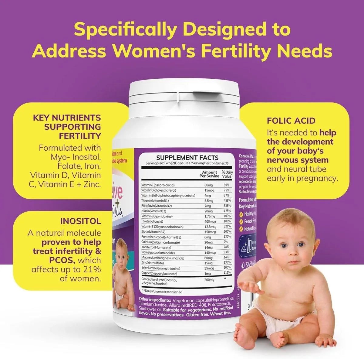 CONCEIVE PLUS - CONCEIVE PLUS Womens Fertility Support 60 Capsulas - The Red Vitamin MX - Suplementos Alimenticios - {{ shop.shopifyCountryName }}